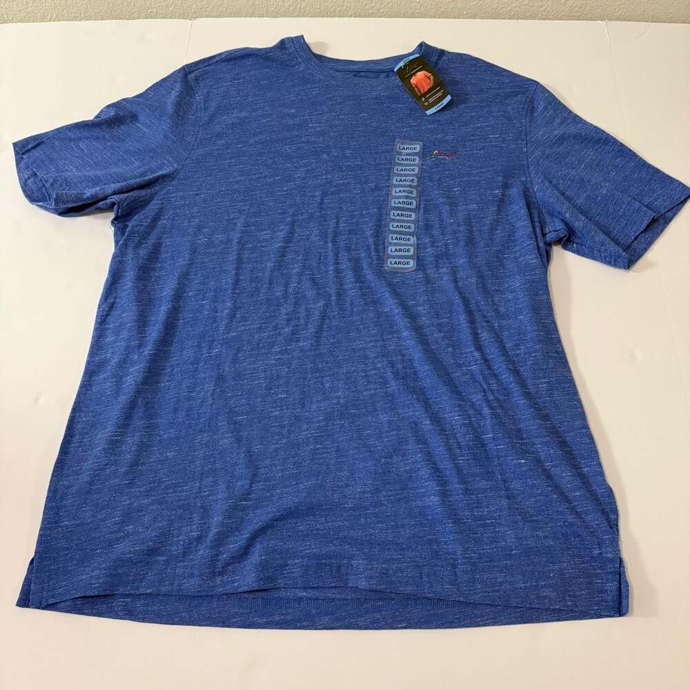 Greg Norman Men's Blue Heathered Crew Neck T-Shirt Size Large